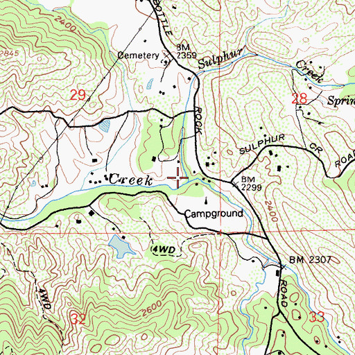 Topographic Map of Sulphur Creek, CA
