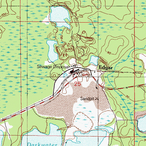Topographic Map of Edgar Water Tower, FL