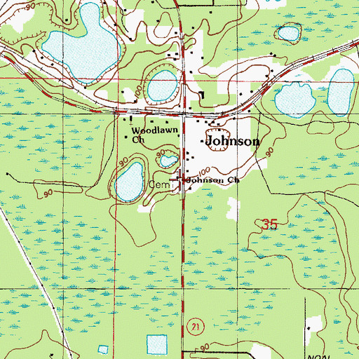 Topographic Map of Johnson Cemetery, FL