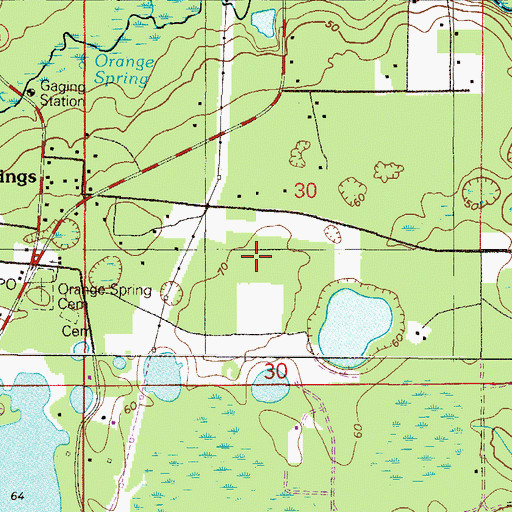 Topographic Map of Orange Springs Community Church, FL