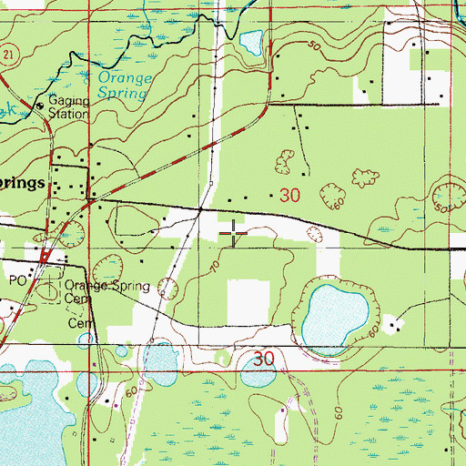 Topographic Map of Orange Springs Park, FL