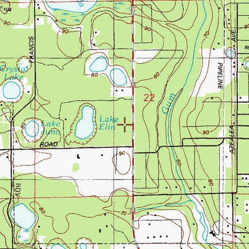 Topographic Map of Interlachen Elementary School, FL