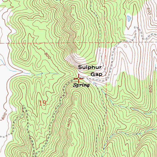 Topographic Map of Sulphur Gap, CA