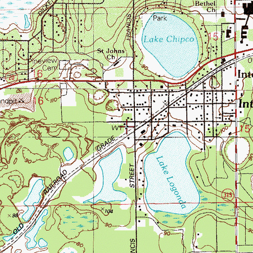 Topographic Map of Interlachen Water Tower, FL