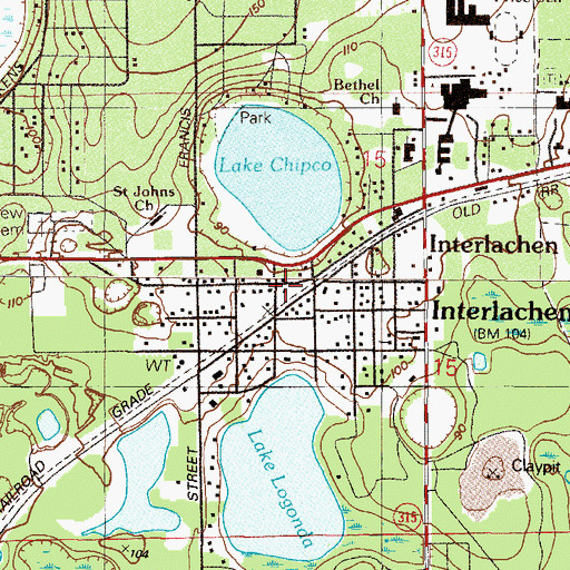 Topographic Map of Interlachen Fire Department, FL