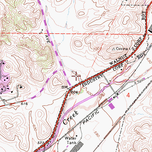 Topographic Map of Los Angeles County Sheriff's Office - Walnut / Diamond Bar Station, CA