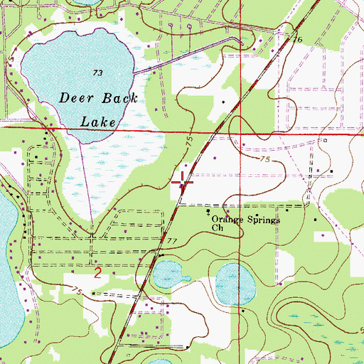 Topographic Map of First Baptist Church of Orange Springs, FL