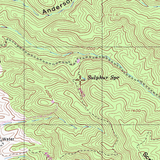 Topographic Map of Sulphur Spring, CA