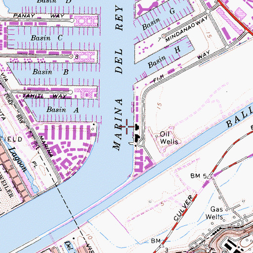 Topographic Map of Los Angeles County Sheriff's Department - Marina del Ray, CA