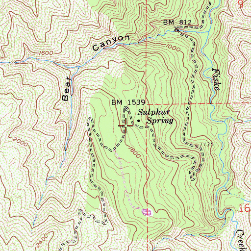 Topographic Map of Sulphur Spring, CA