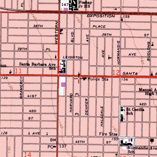 Topographic Map of Los Angeles Police Department, CA