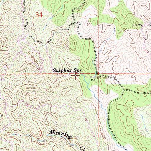 Topographic Map of Sulphur Spring, CA