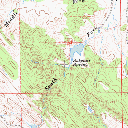 Topographic Map of Sulphur Spring, CA