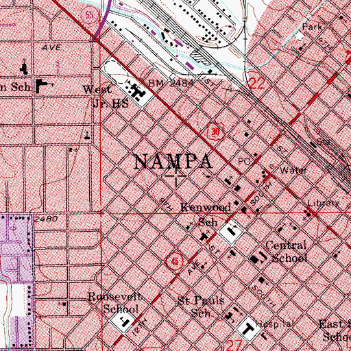 Topographic Map of First Church of Christ Scientist, ID