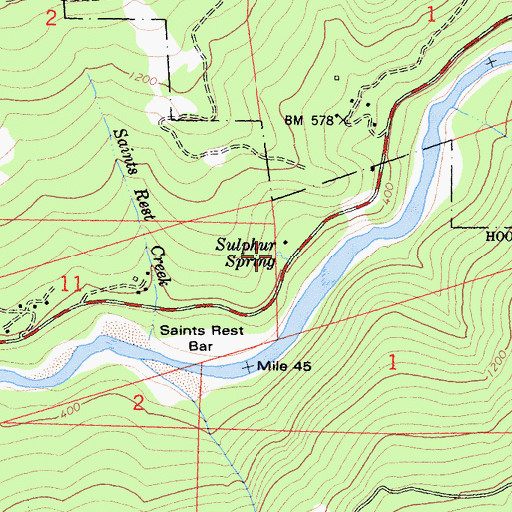Topographic Map of Sulphur Spring, CA