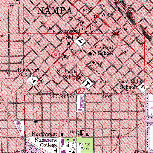 Topographic Map of Saint Paul's Roman Catholic Church, ID