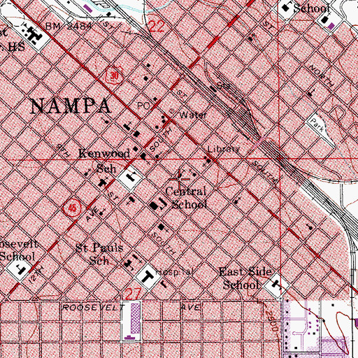 Topographic Map of First Baptist Church, ID