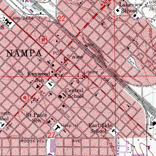 Topographic Map of United Presbyterian Church, ID