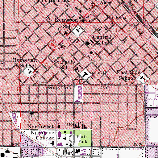 Topographic Map of Mercy Hospital (historical), ID