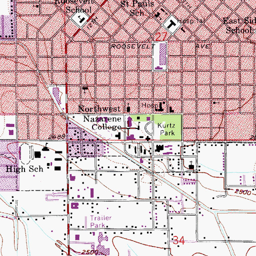Topographic Map of Emerson Administration Building, ID