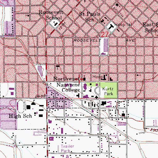 Topographic Map of College Church of the Nazarene, ID