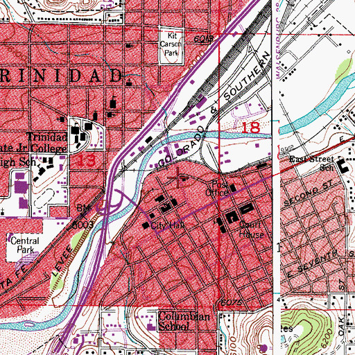 Topographic Map of First Presbyterian Church, CO
