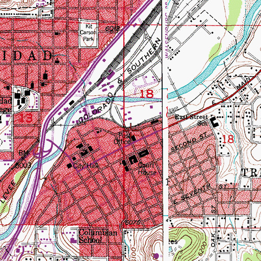 Topographic Map of Trinidad Revival Center, CO