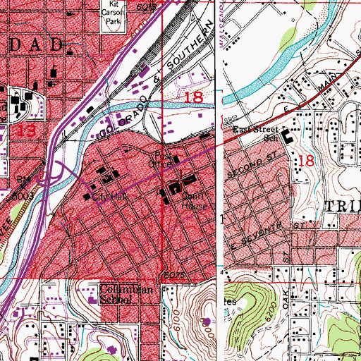 Topographic Map of Memorial Square, CO