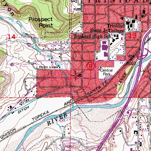 Topographic Map of Mount Carmel Roman Catholic Church, CO