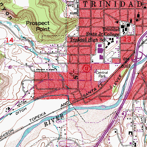 Topographic Map of Mount Carmel School, CO