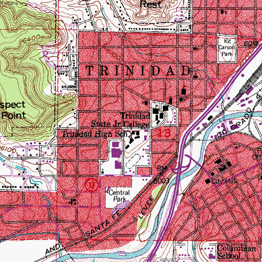 Topographic Map of Park Street Public School (historical), CO