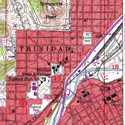 Topographic Map of First United Methodist Church, CO