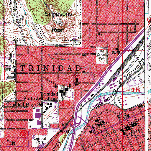 Topographic Map of Calvary Southern Baptist Church, CO