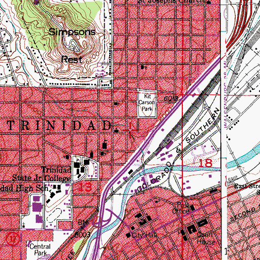 Topographic Map of First Baptist Church, CO