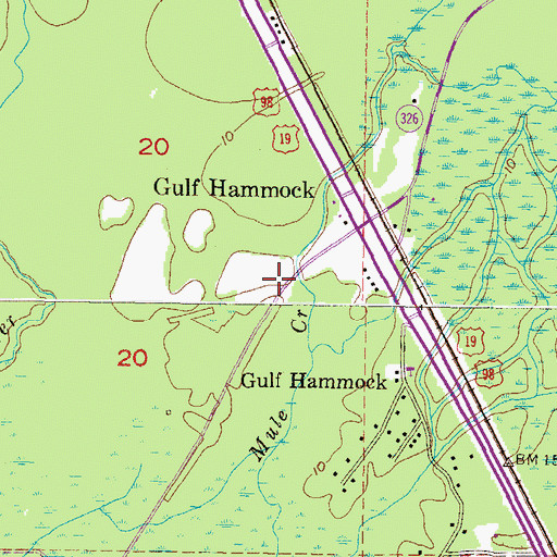 Topographic Map of Gulf Hammock Volunteer Fire Department, FL