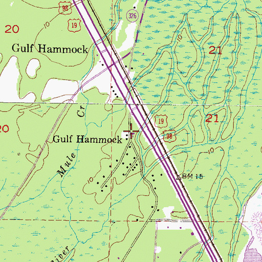 Topographic Map of Gulf Hammock Church (historical), FL