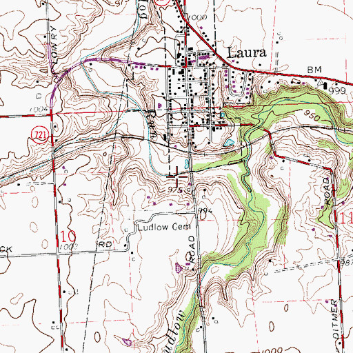 Topographic Map of Laura Wastewater Treatment Plant, OH