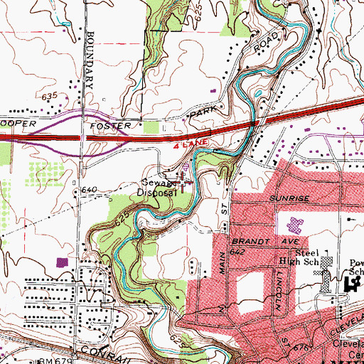 Topographic Map of Amherst Wastewater Treatment Plant, OH
