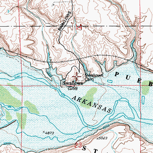 Topographic Map of Swallows Cemetery, CO
