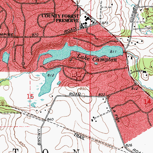 Topographic Map of Village of Campton Hills, IL