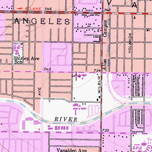 Topographic Map of Los Angeles Police Department - West Valley Community, CA