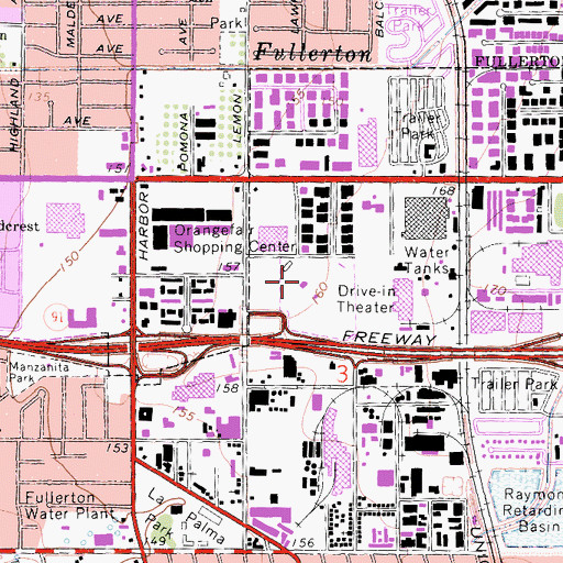 Topographic Map of Anaheim Drive-In (historical), CA
