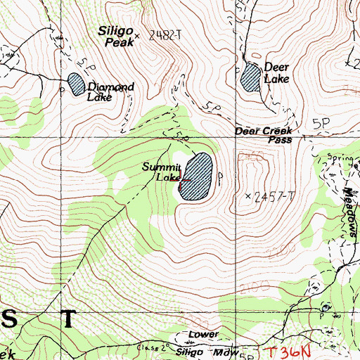 Topographic Map of Summit Lake, CA