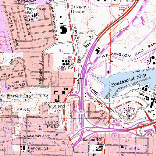 Topographic Map of Los Angeles Police Department, CA