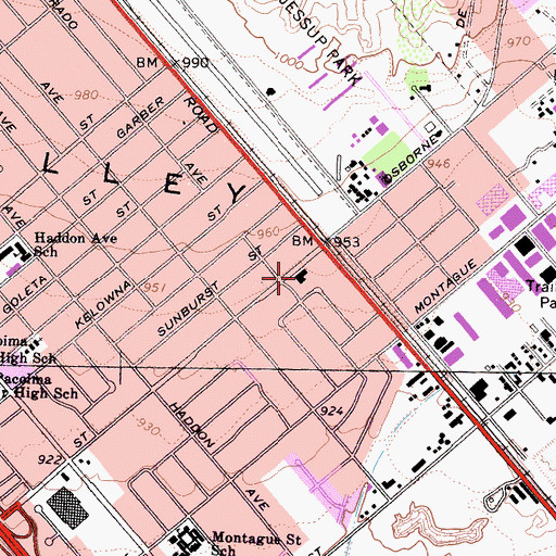 Topographic Map of Los Angeles Police Department - Foothill Community, CA