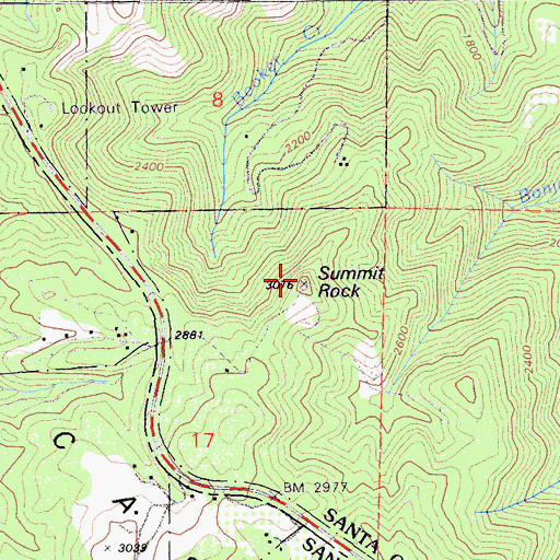 Topographic Map of Summit Rock, CA
