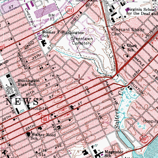 Topographic Map of Newsome House Museum And Cultural Center, VA