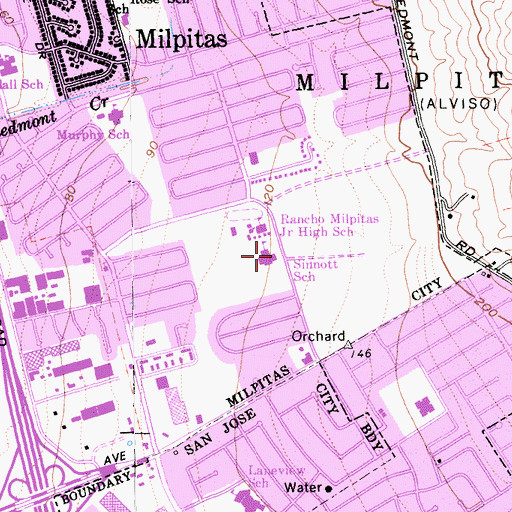 Topographic Map of Summit School, CA