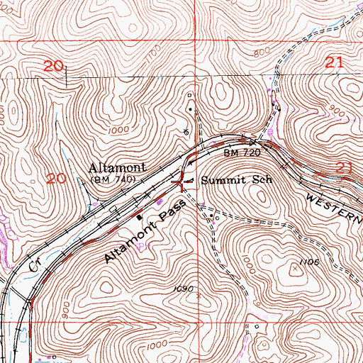 Topographic Map of Summit School, CA