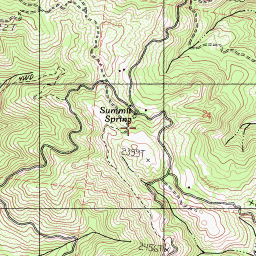 Topographic Map of Summit Spring, CA